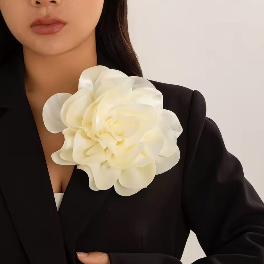 Brooch, Large Flower Brooch,Satin Fabric Pin, Ivory Flower pin,Women Accessories